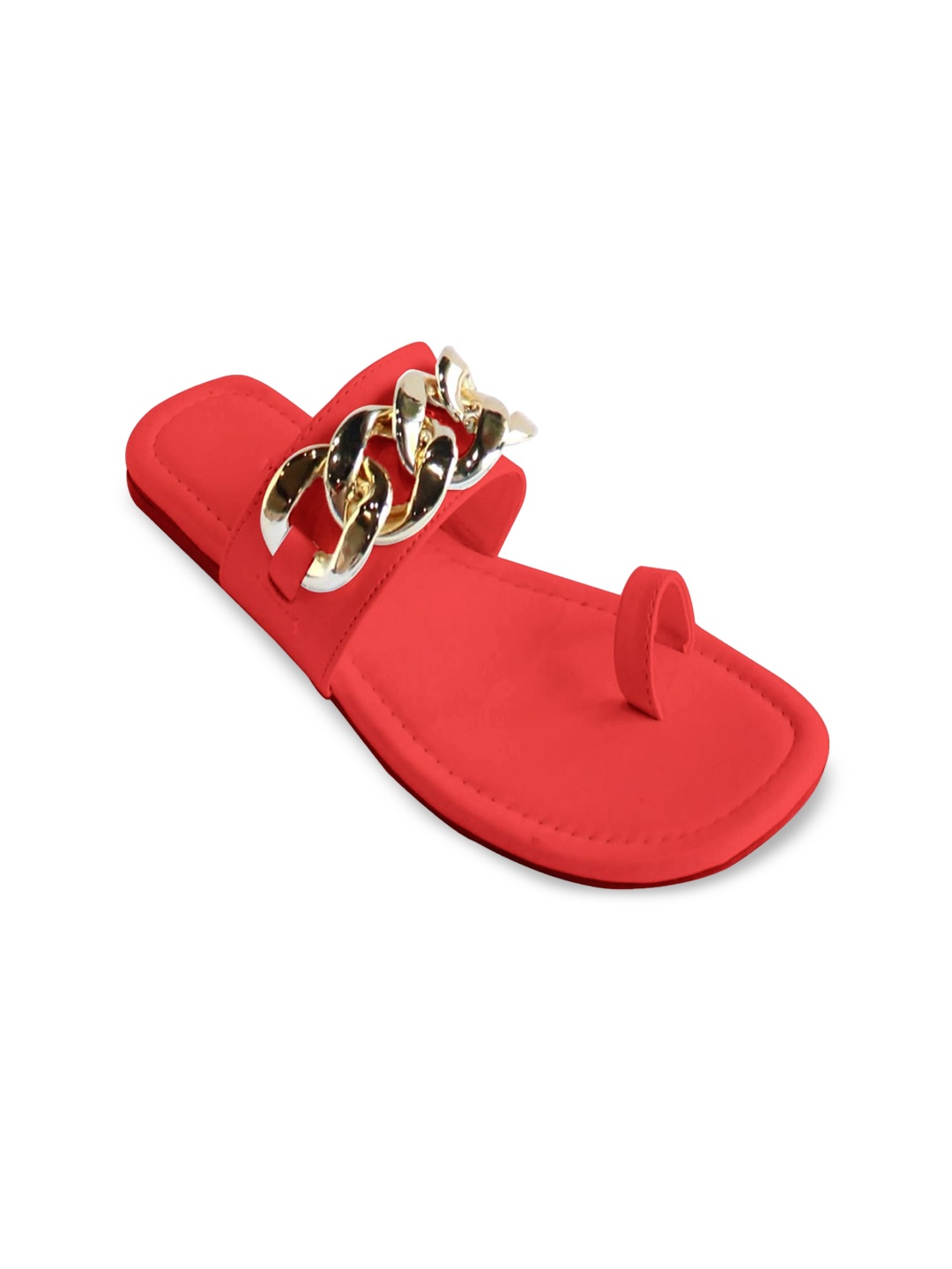 

FIMBUL Embellished Leather One Toe Flats, Red