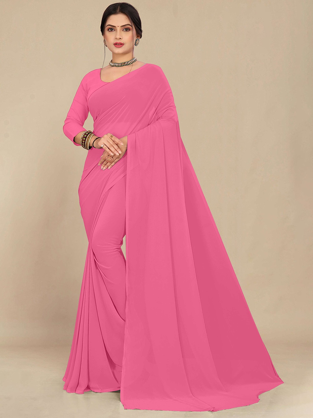 

STAVA CREATION Pure Georgette Saree, Pink