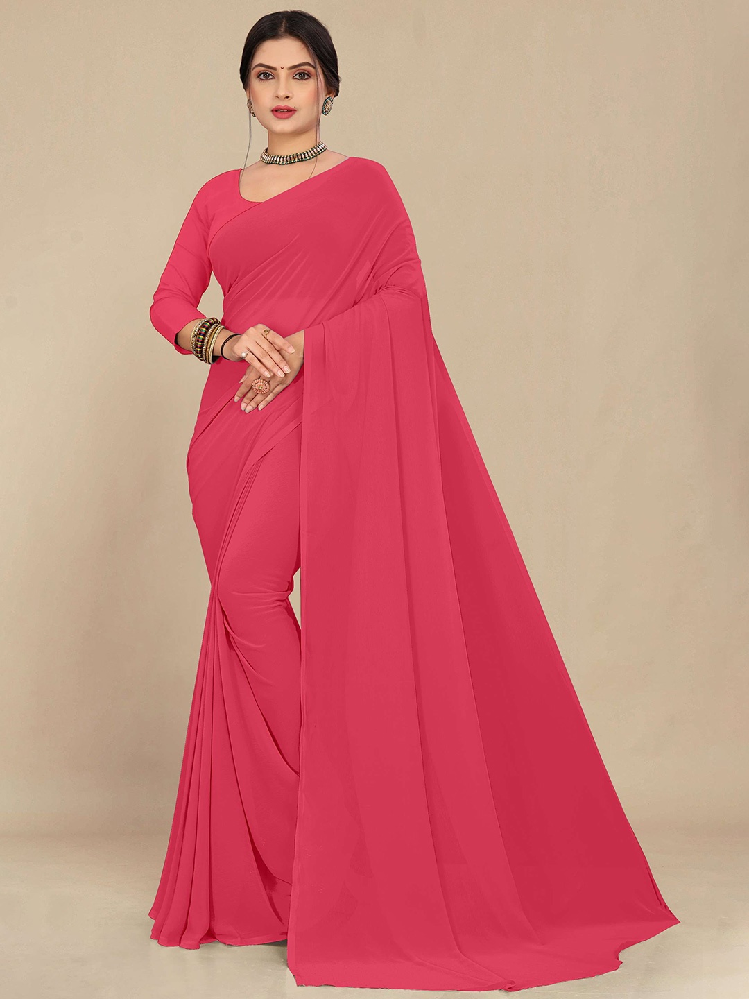 

STAVA CREATION Pure Georgette Saree, Pink