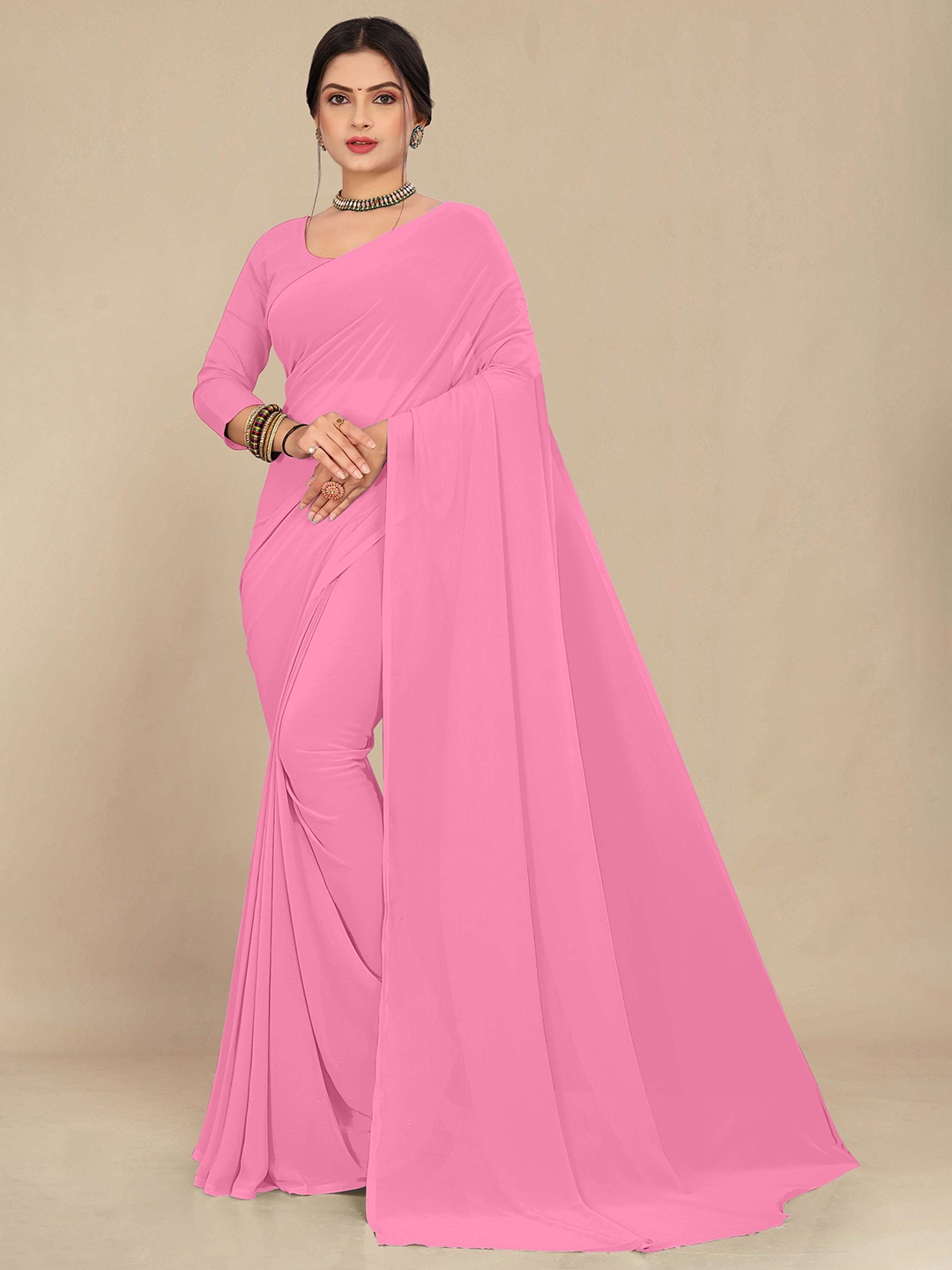 

STAVA CREATION Pure Georgette Saree, Pink