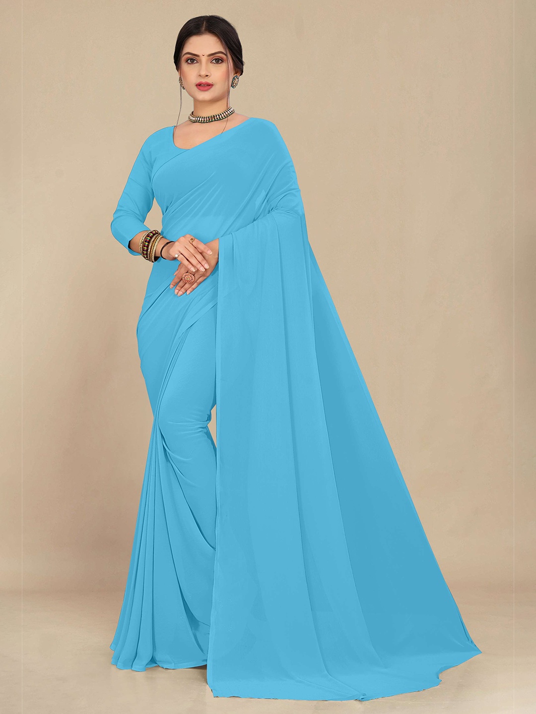 

STAVA CREATION Pure Georgette Saree, Blue