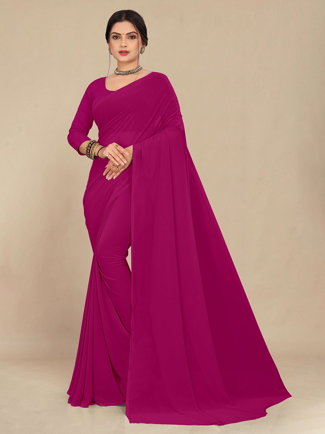 

STAVA CREATION Pure Georgette Saree, Pink