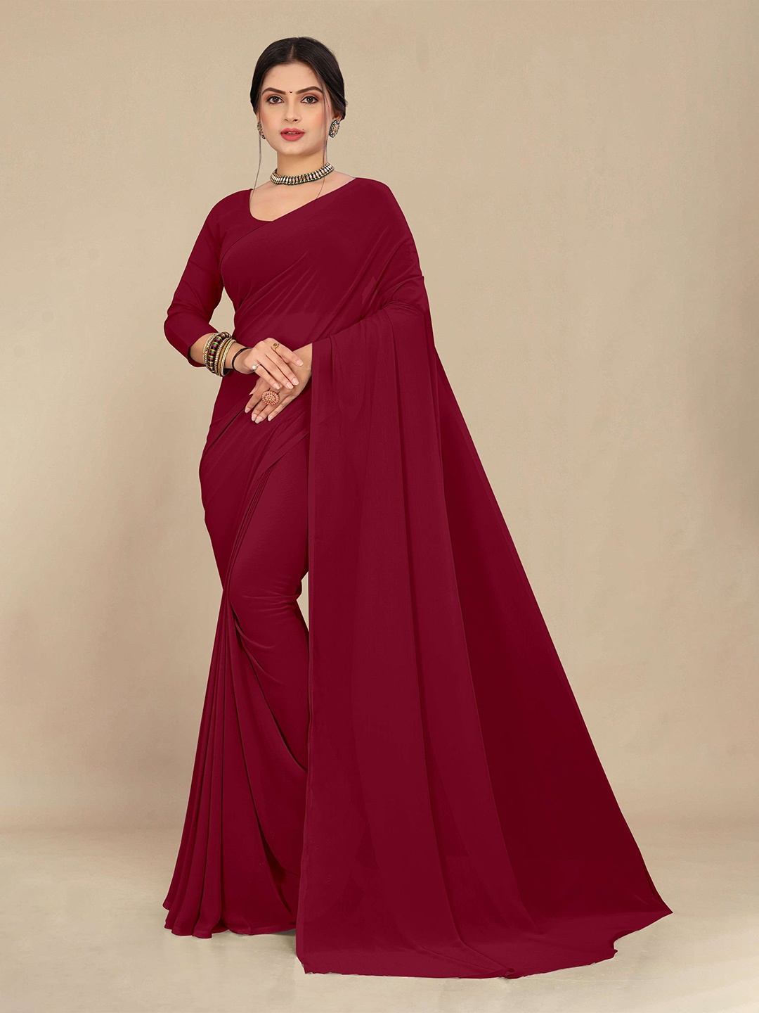 

STAVA CREATION Pure Georgette Saree, Maroon
