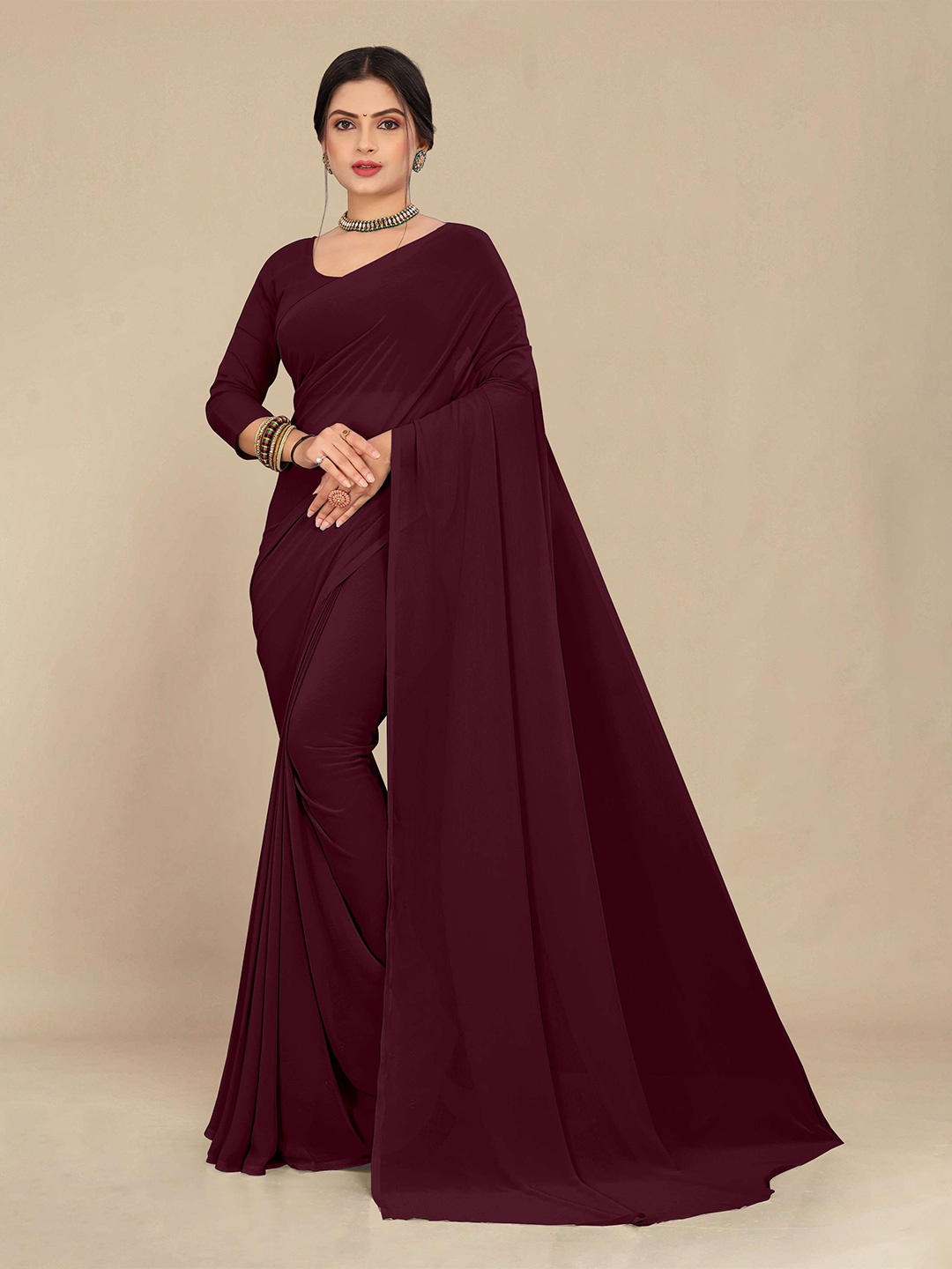 

STAVA CREATION Pure Georgette Saree, Maroon