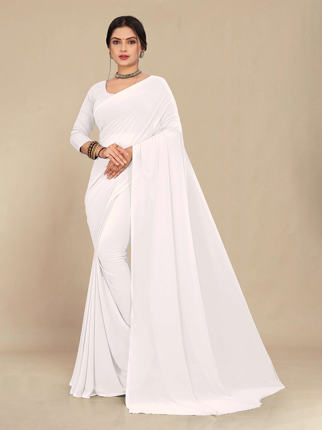 

STAVA CREATION Pure Georgette Saree, Off white