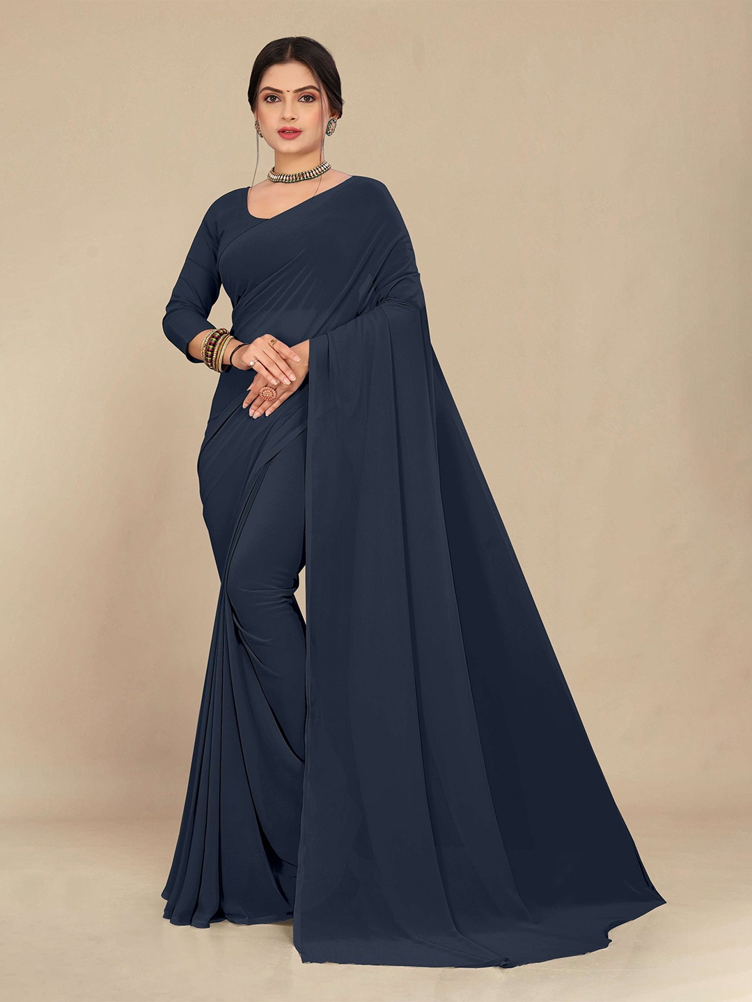 

STAVA CREATION Pure Georgette Saree, Grey