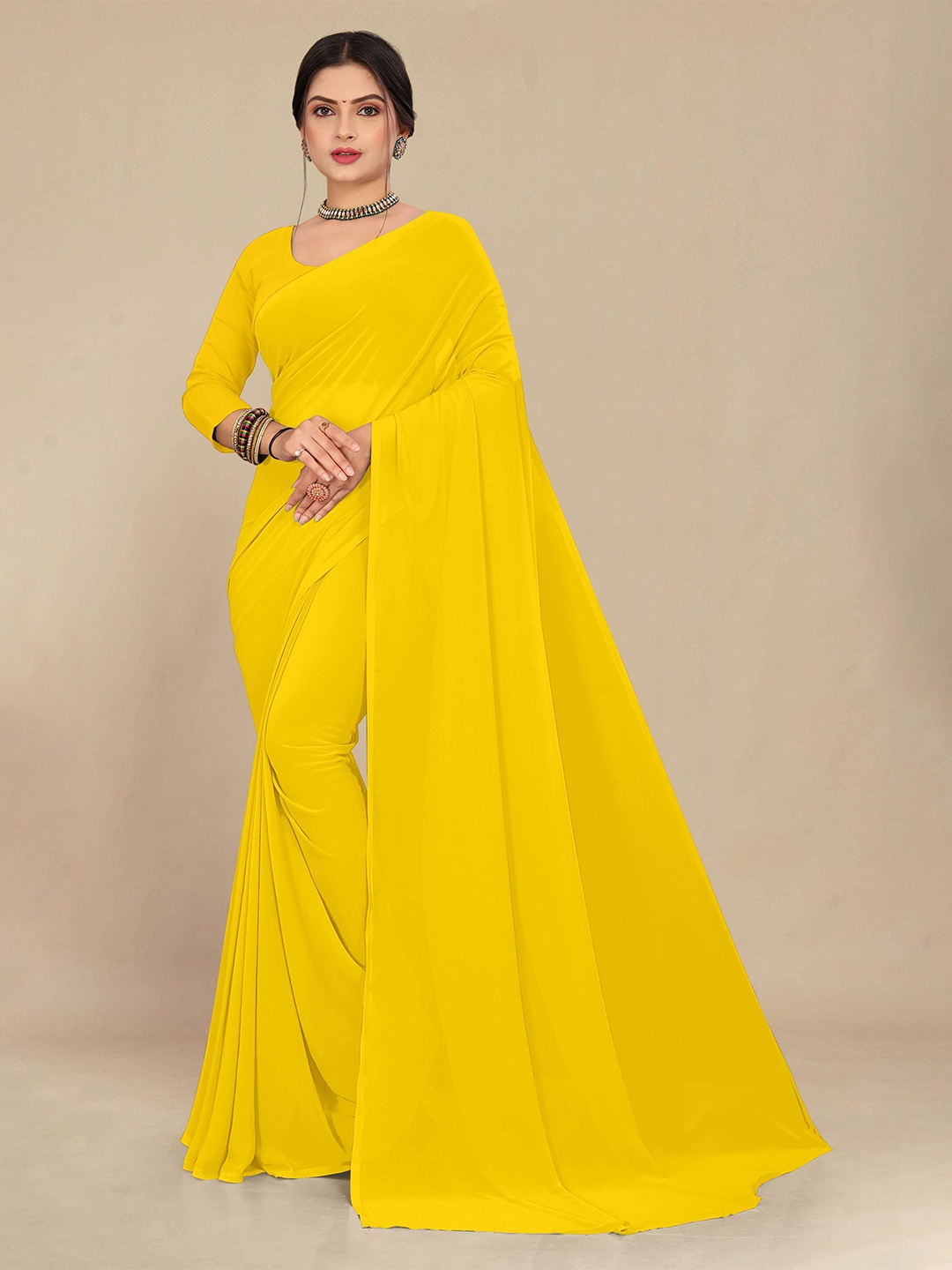 

STAVA CREATION Pure Georgette Saree, Yellow