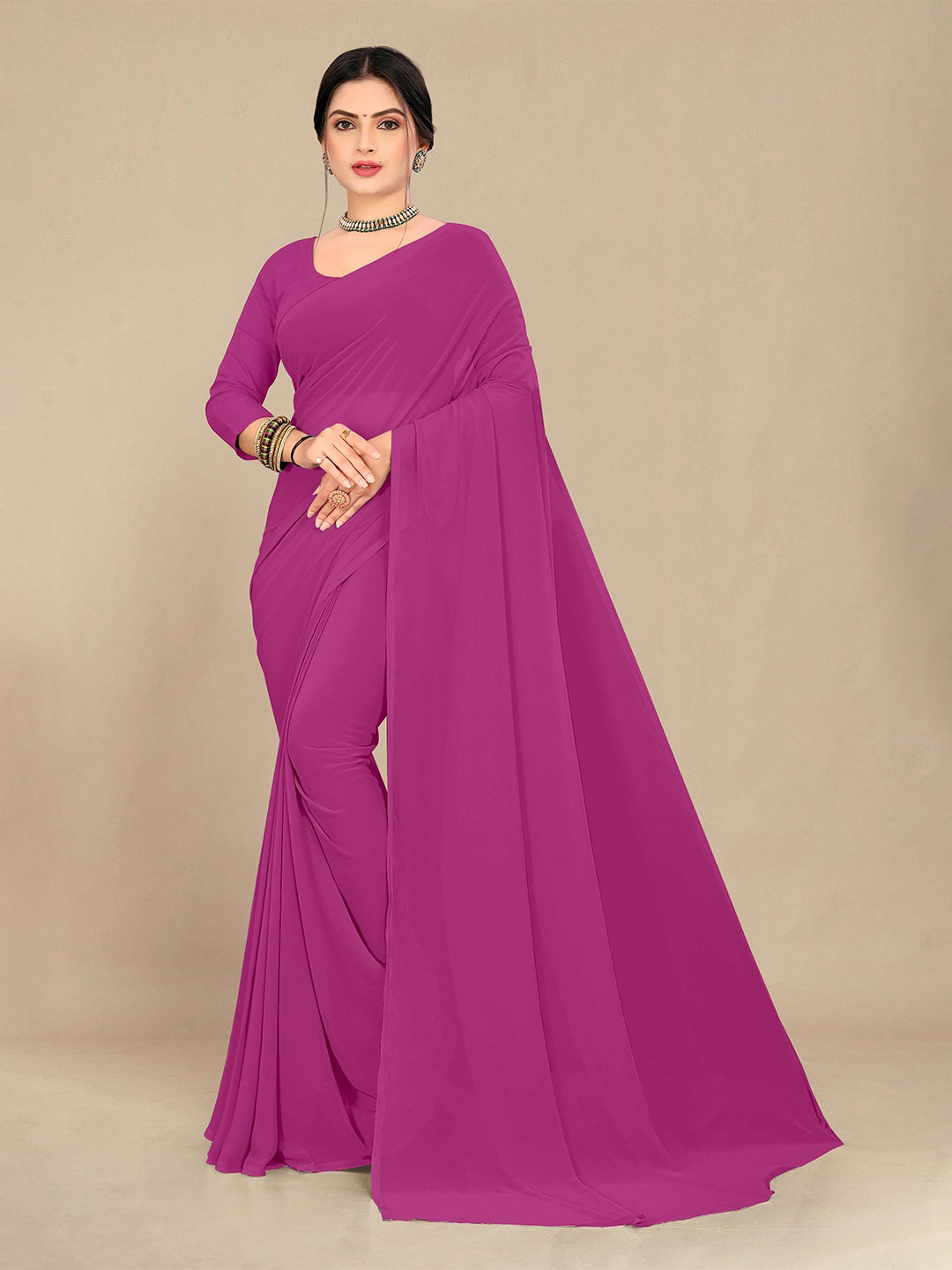 

STAVA CREATION Pure Georgette Saree, Pink