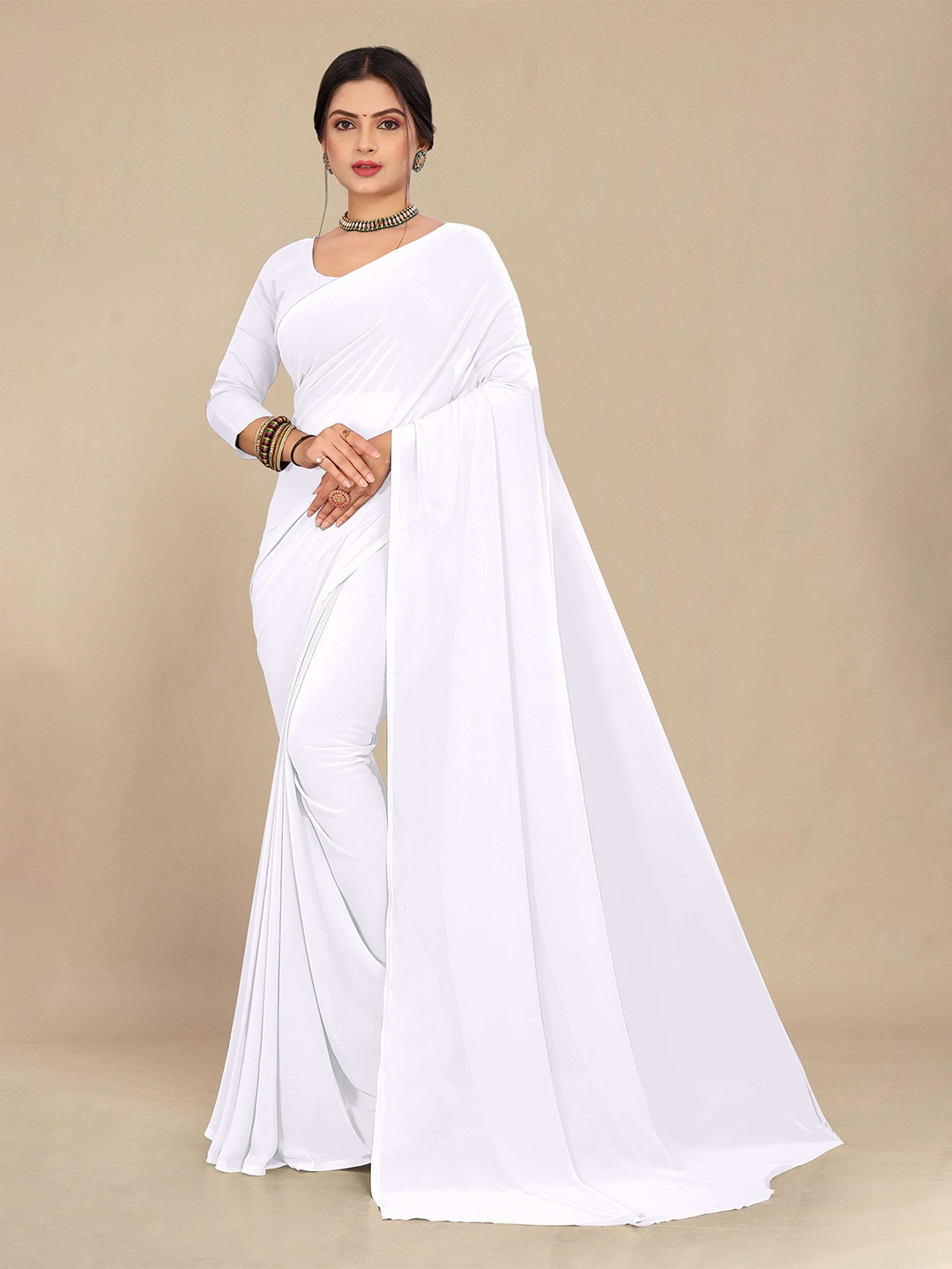 

STAVA CREATION Pure Georgette Saree, White