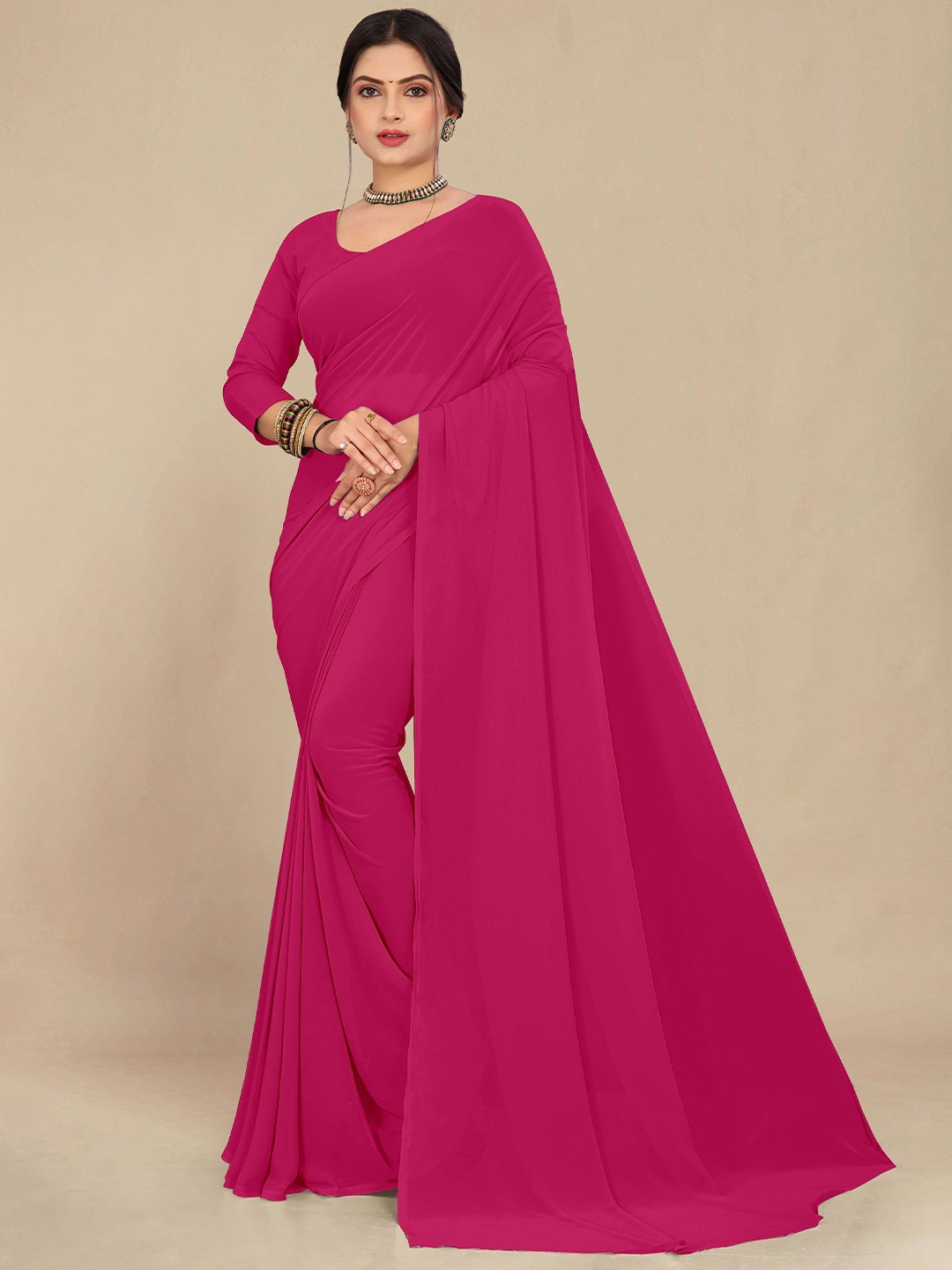 

STAVA CREATION Pure Georgette Saree, Pink