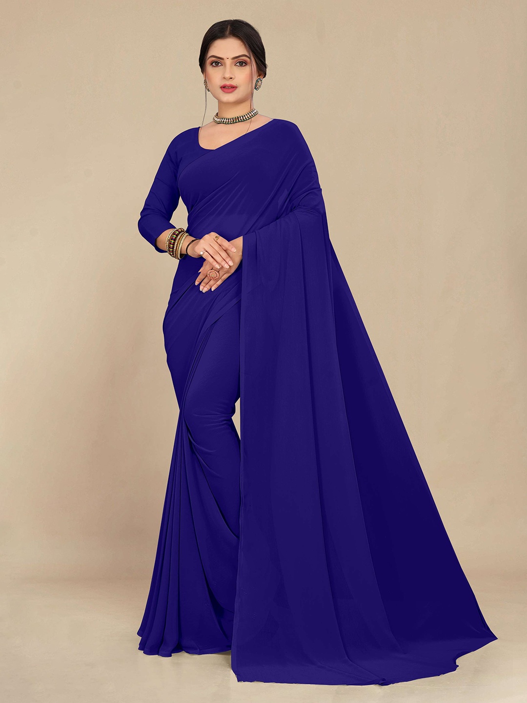 

STAVA CREATION Pure Georgette Saree, Blue