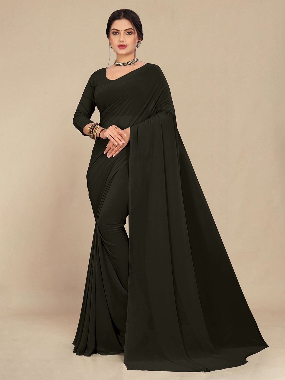 

STAVA CREATION Pure Georgette Saree, Green