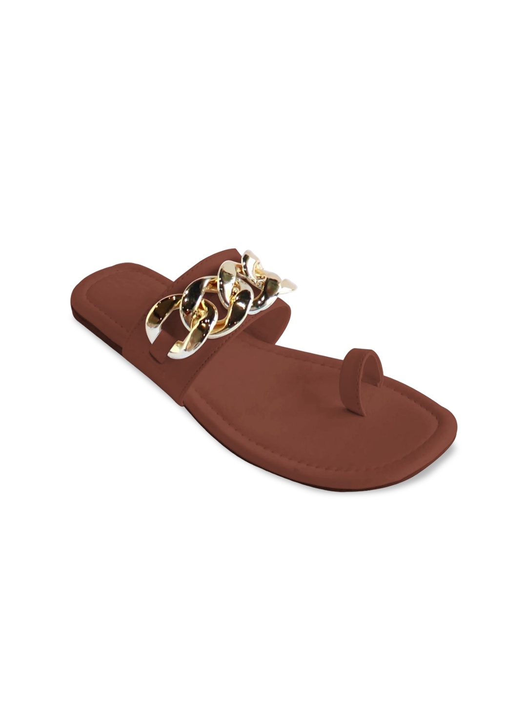 

VAGHBHATT Embellished Leather One Toe Flats, Brown