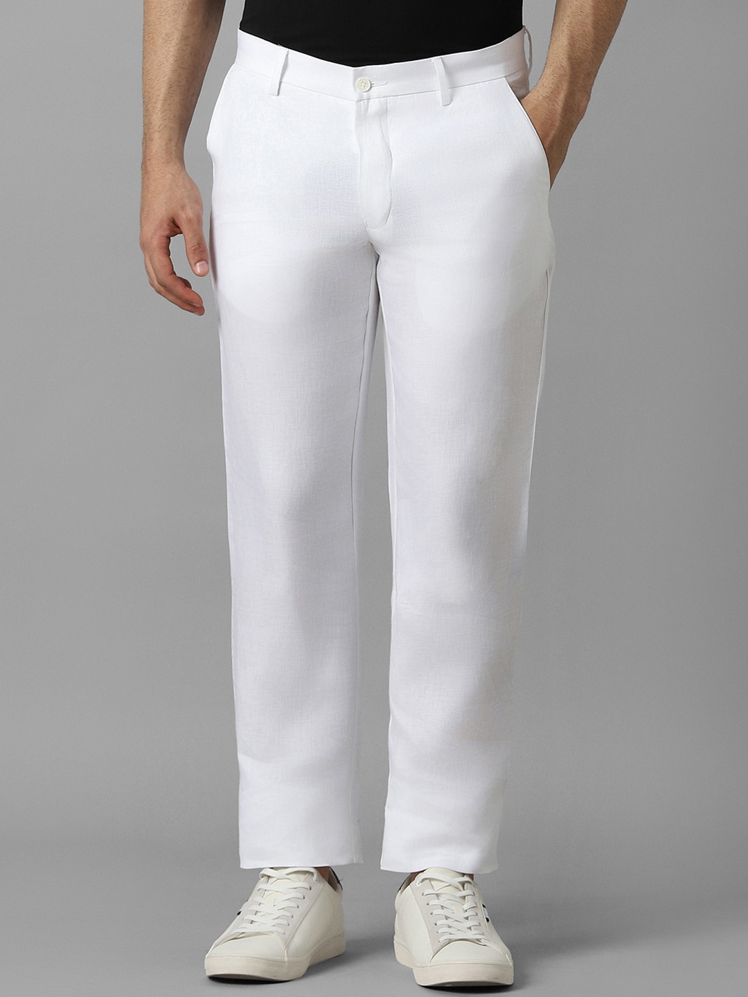 

Louis Philippe Men Pure Linen Slim Fit Trousers, White