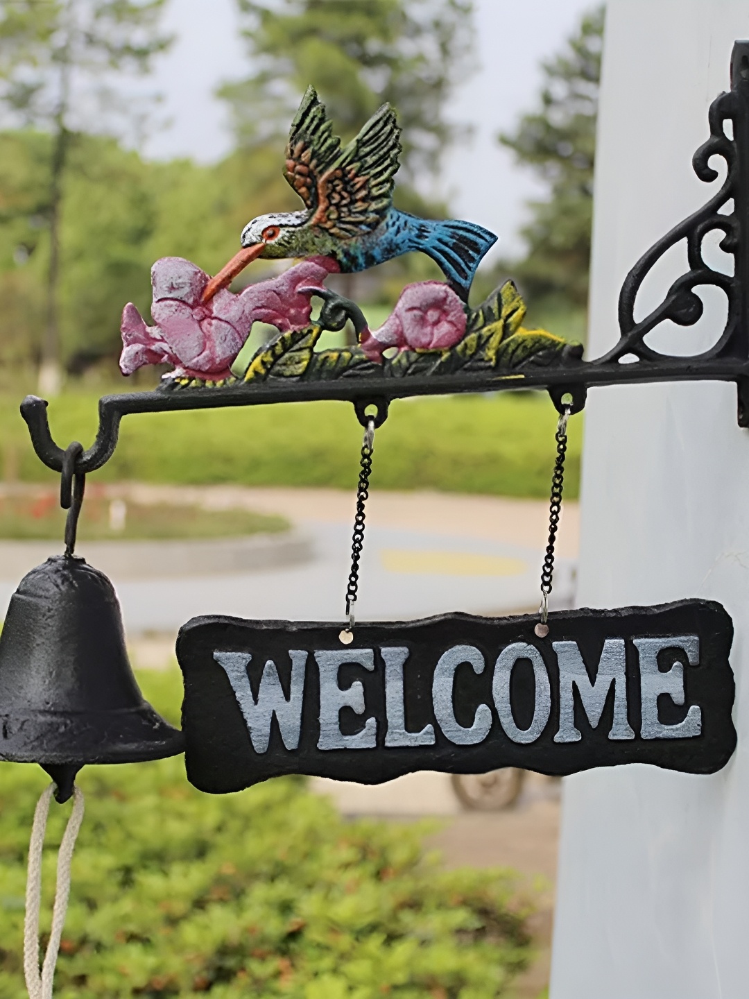 

THEDECORKART Brown Welcome Iron Mounted Bell