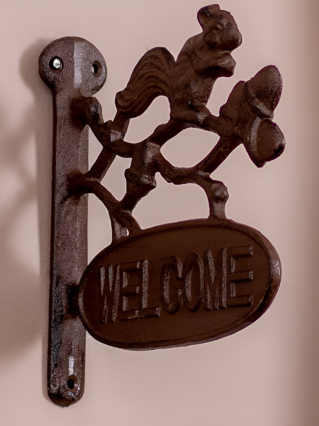 

THEDECORKART Brown Welcome Iron Wall Mounted Bell