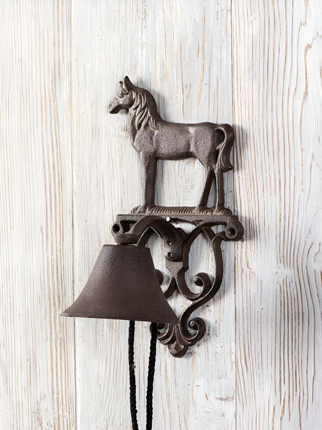 

THEDECORKART Brown Majestic Stallion Iron Wall Mounted Bell