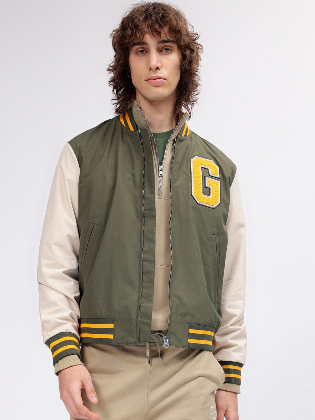 

GANT Colourblocked Stand Collar Regular Fit Jacket, Green