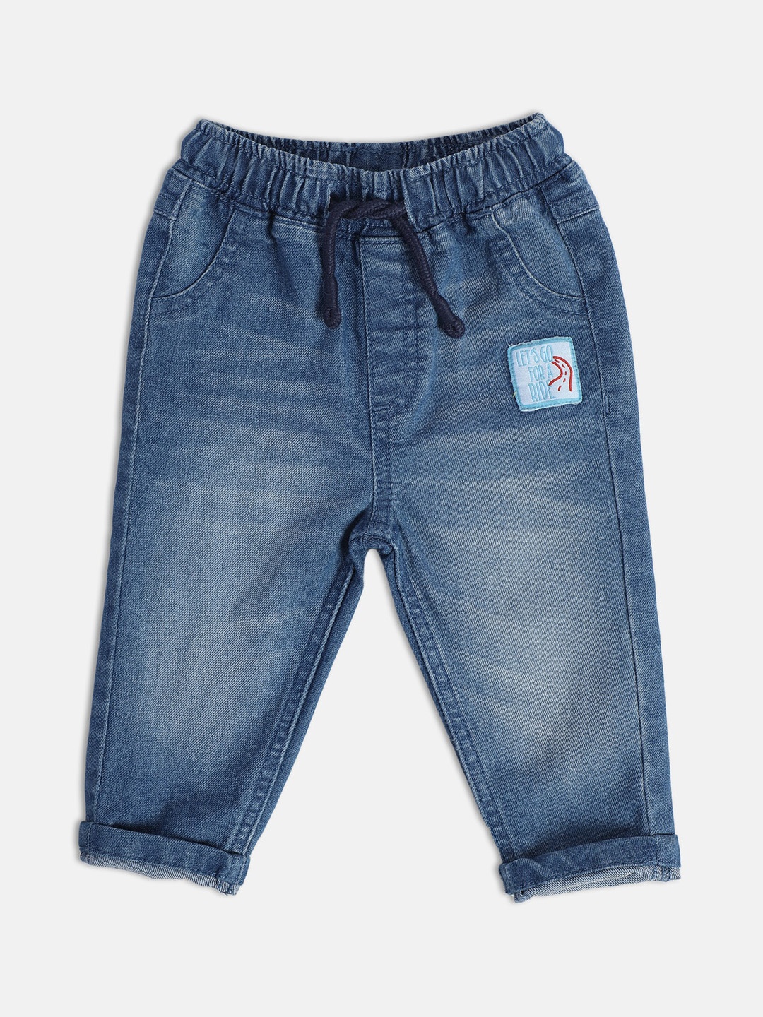 

MINI KLUB Boys Clean Look Heavy Fade Whiskers & Chevrons Stretchable Jeans, Blue