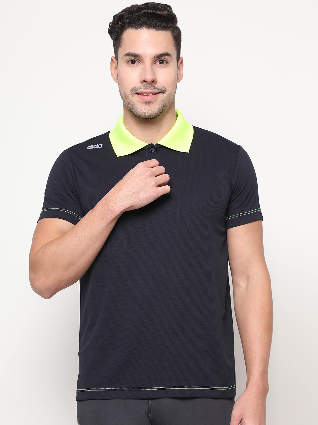 

DIDA Men Polo Collar Dri-FIT Pockets T-shirt, Navy blue