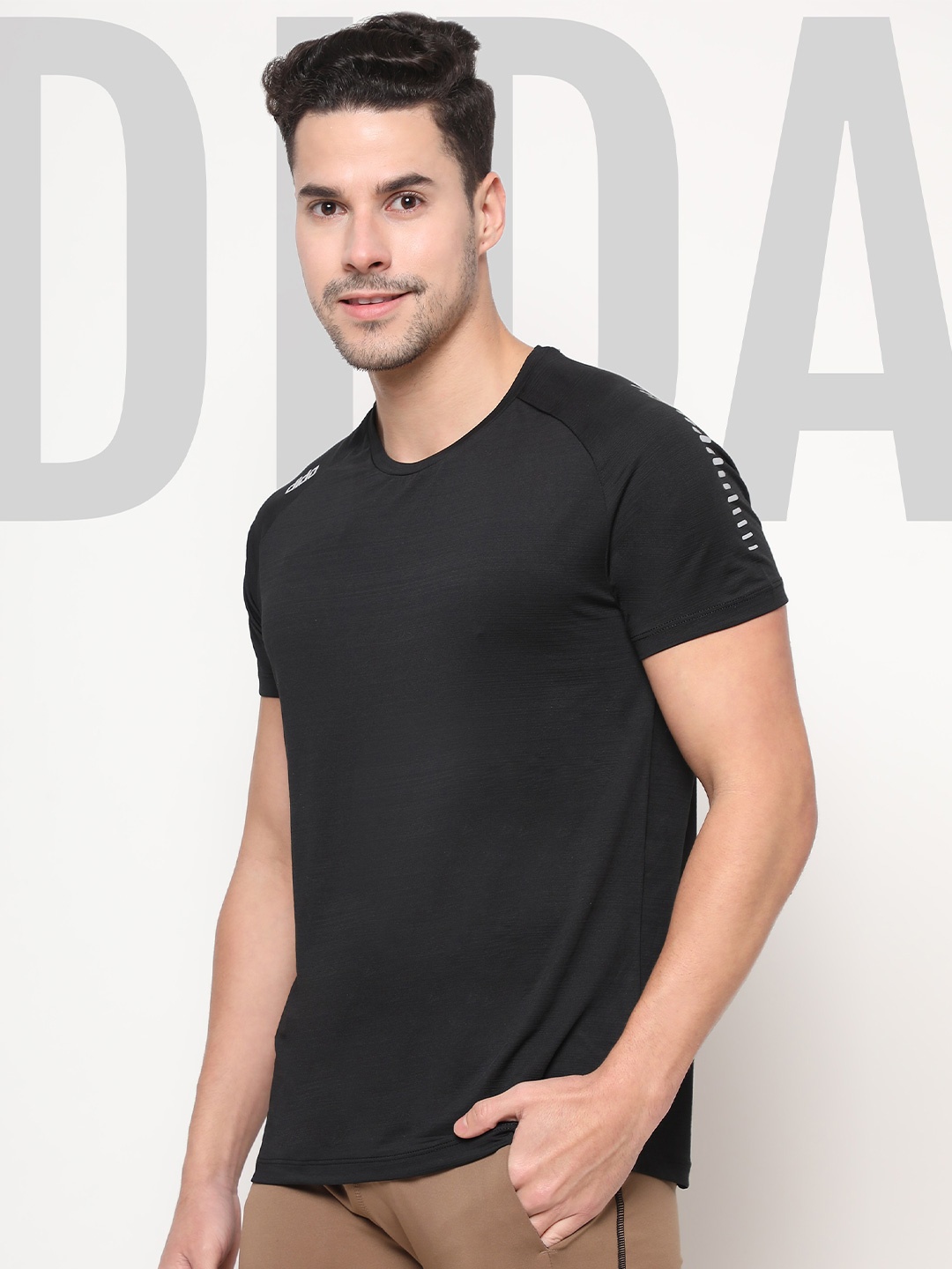 

DIDA Men Dri-FIT Raw Edge T-shirt, Black