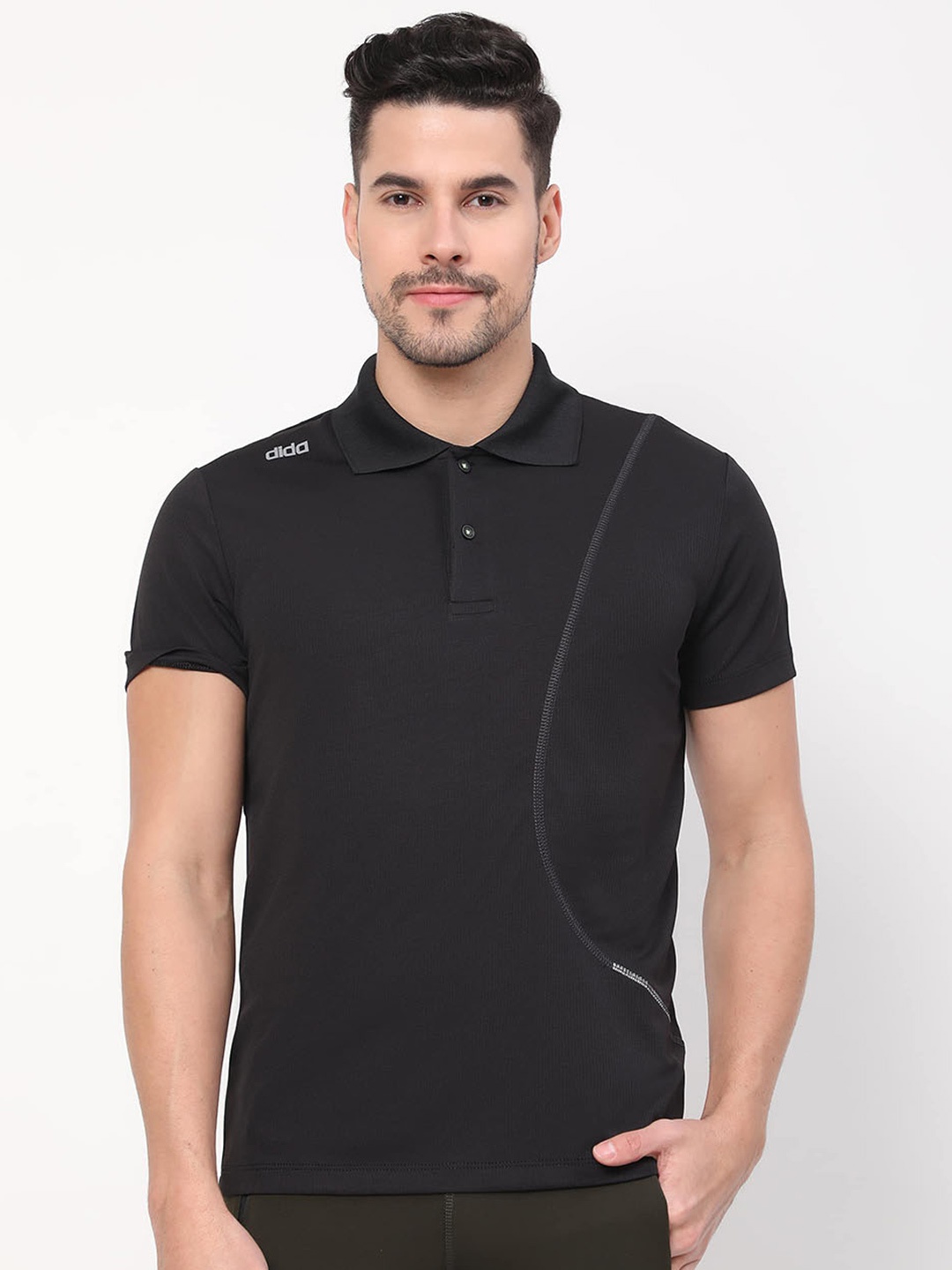 

DIDA Men Polo Collar Dri-FIT Pockets T-shirt, Black