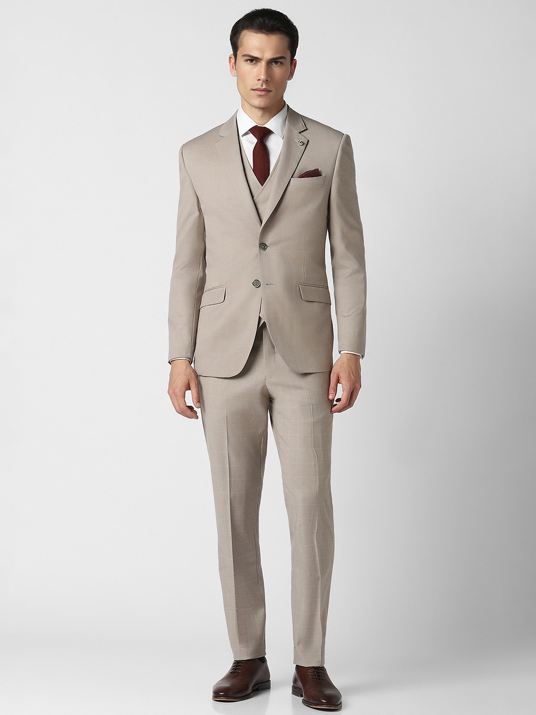 

Van Heusen Slim-Fit Single-Breasted Four Piece Formal Suit, Beige