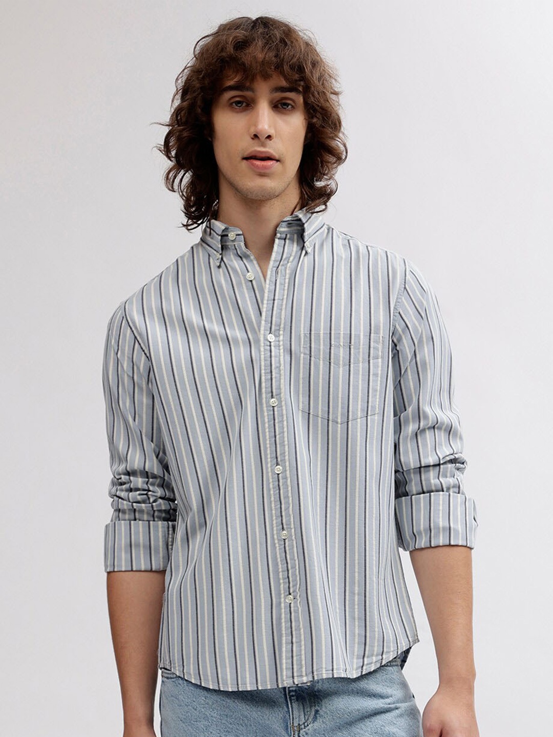 

GANT Regular Fit Button Down Striped Shirts, Blue