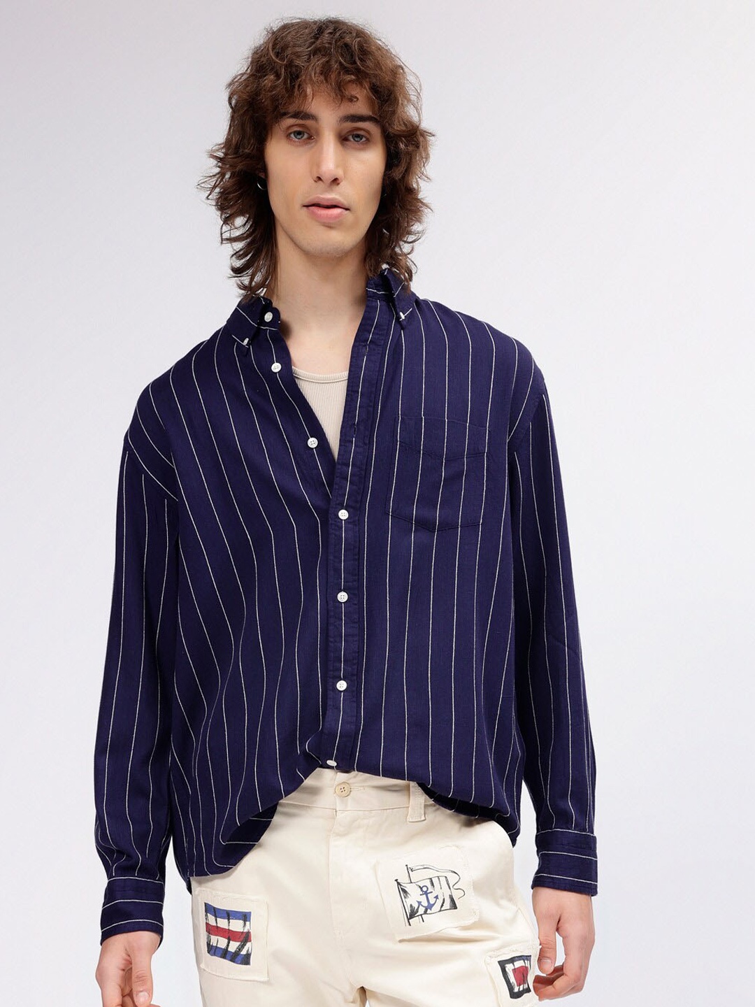 

GANT Relaxed Fit Button Down Striped Shirts, Navy blue