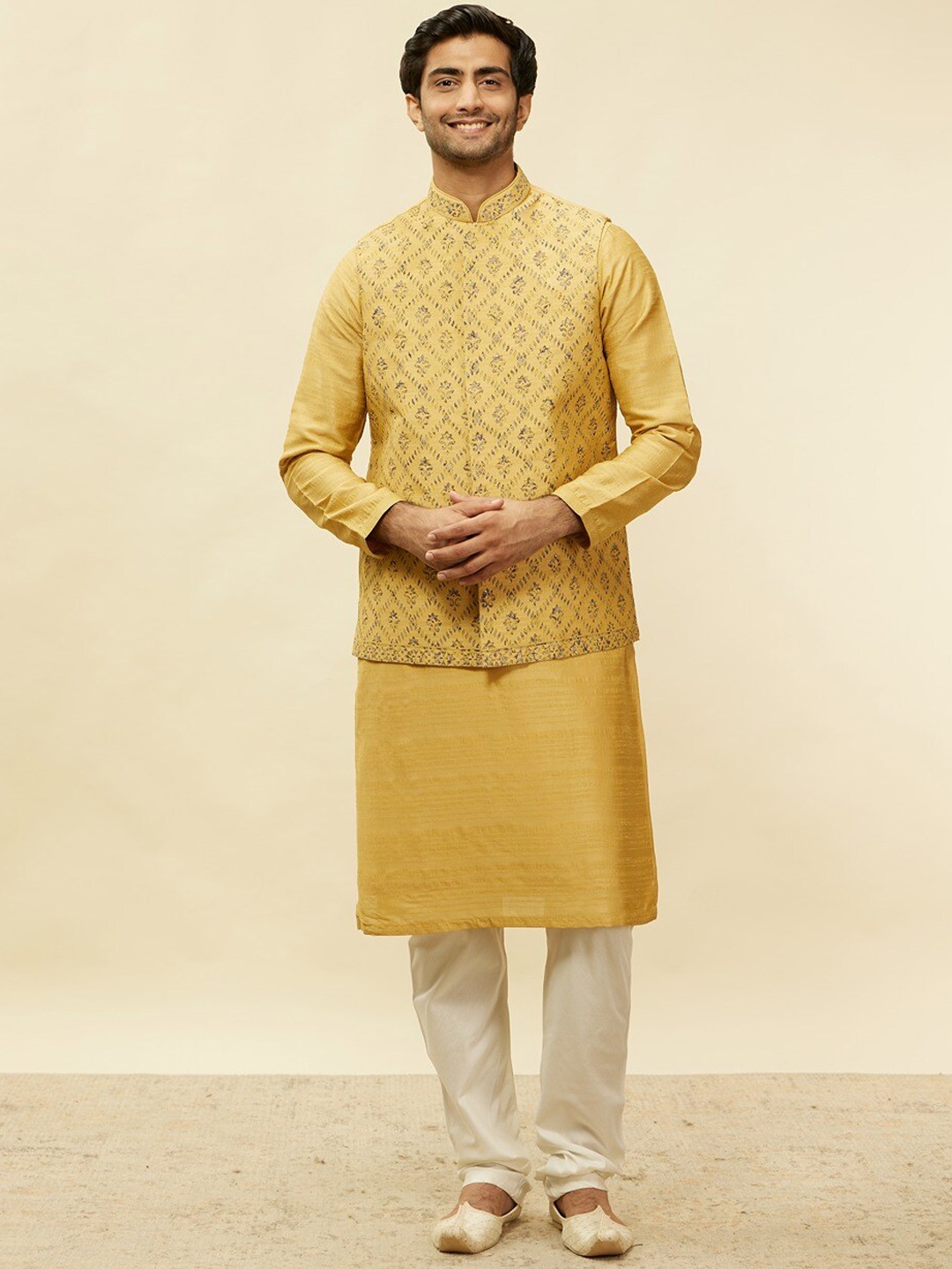 

Twamev Regular Kurta with Churidar & Jacket, Mustard