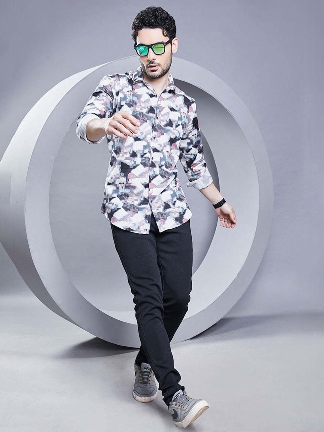 

ALMATY Men Comfort Slim Fit Opaque Printed Party Shirt, Multi
