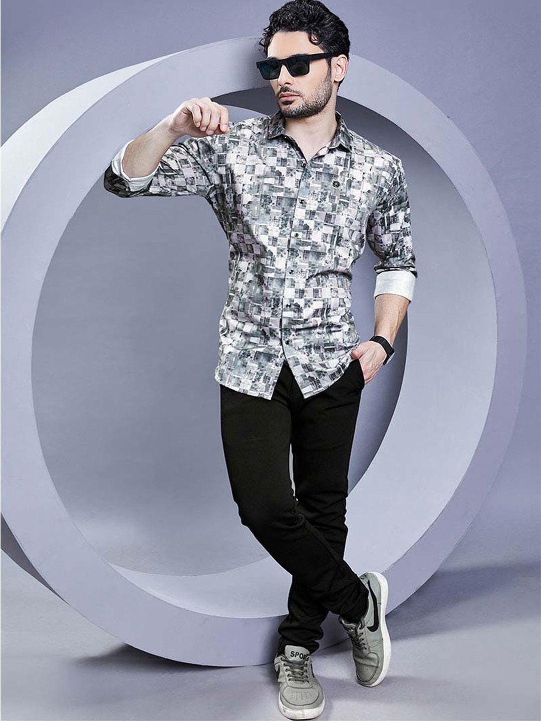 

ALMATY Men Comfort Slim Fit Opaque Printed Party Shirt, Multi