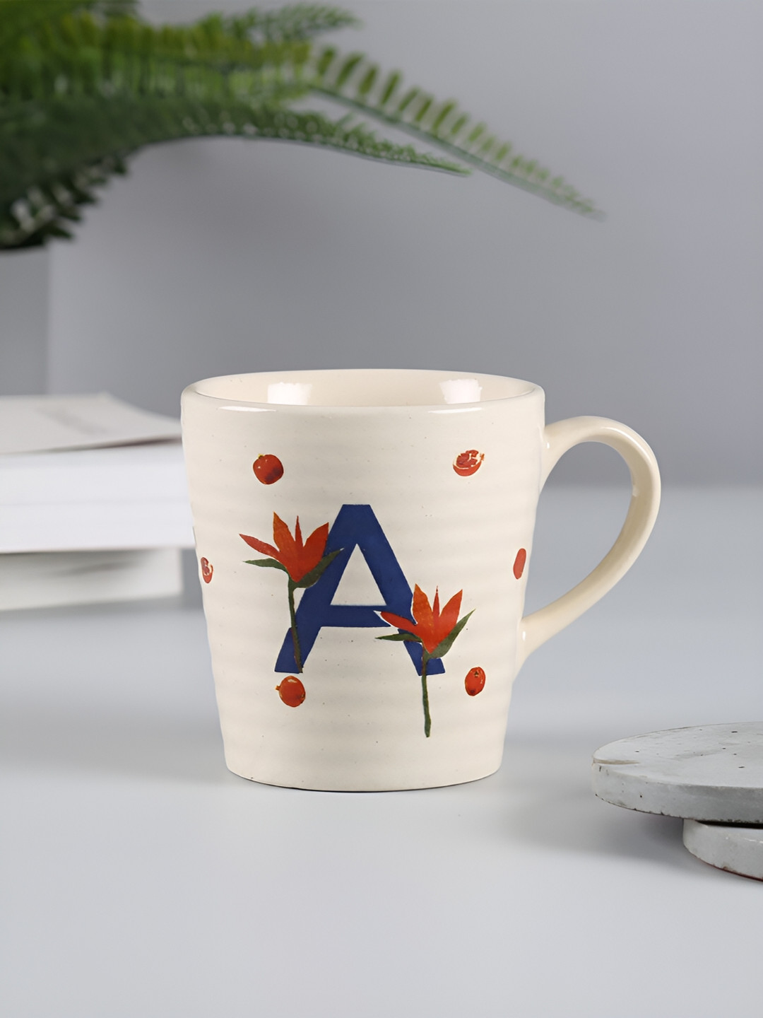 

India Circus by Krsnaa Mehta Navy Blue & White Printed Stoneware Glossy Mug 300 ml