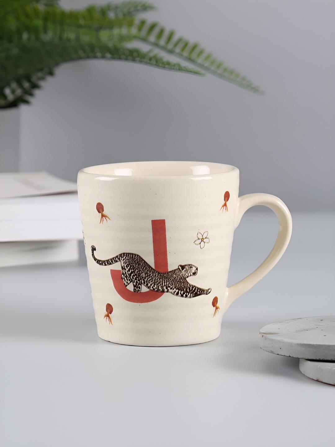 

India Circus by Krsnaa Mehta Red & White Printed Stoneware Glossy Mug