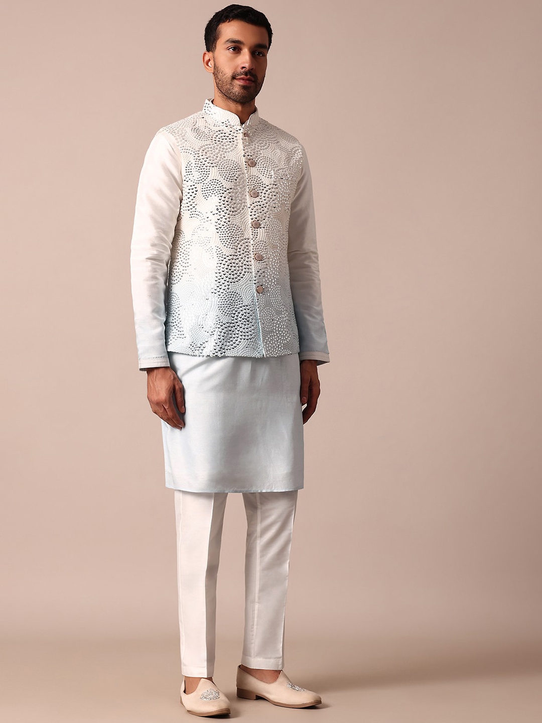 

KALKI Fashion Regular Kurta with Pyjamas and Nehru Jacket, Blue