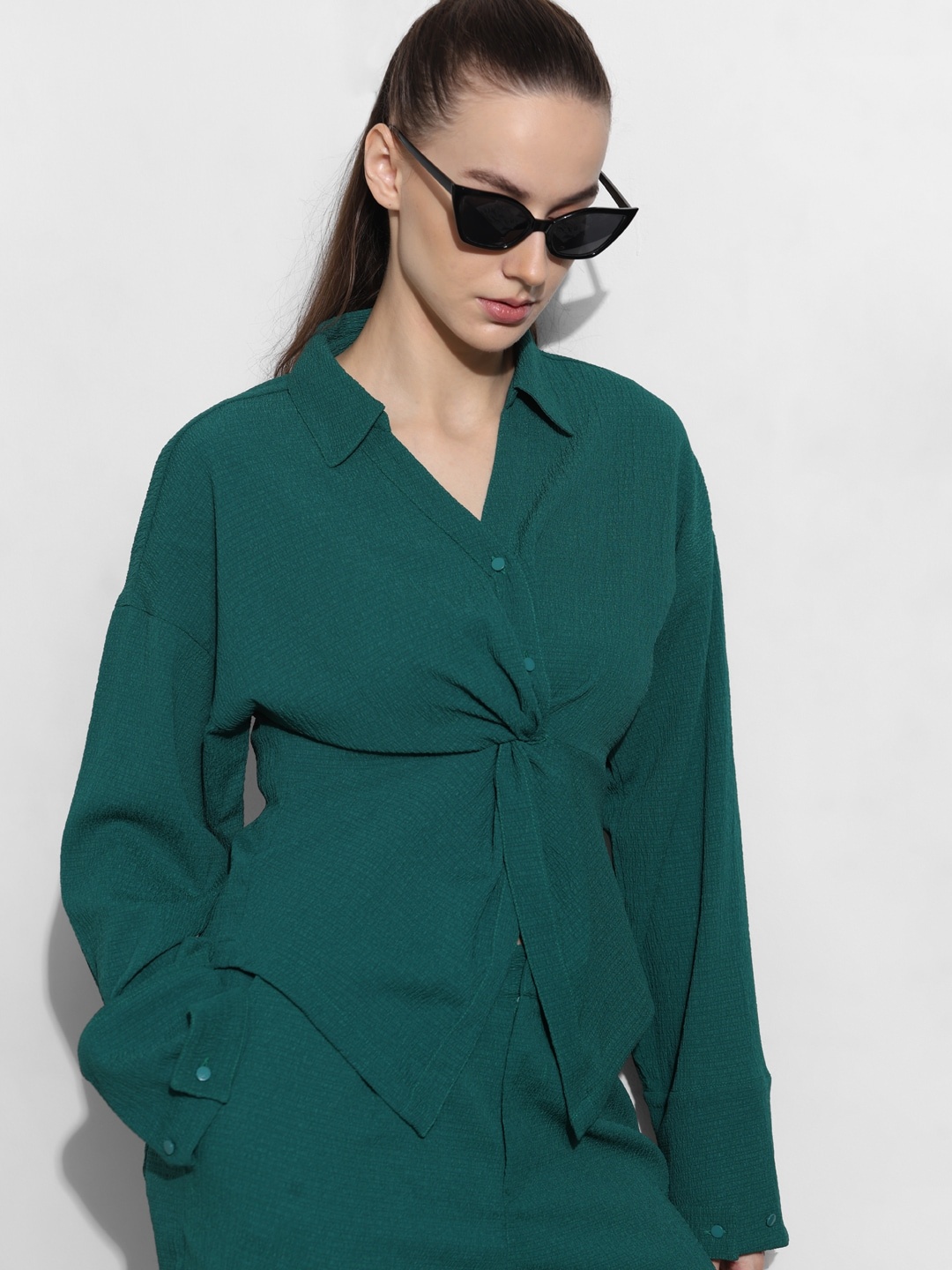 

ONLY Women Slim Fit Opaque Casual Shirt, Green