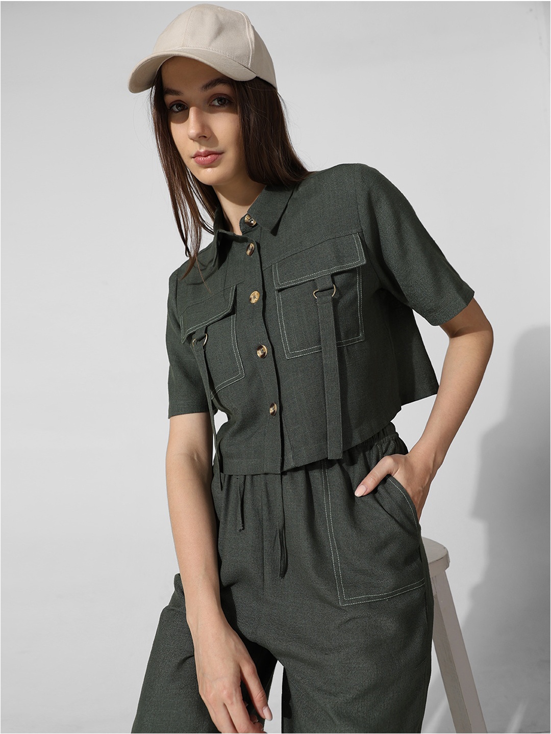 

ONLY Women Opaque Casual Shirt, Green