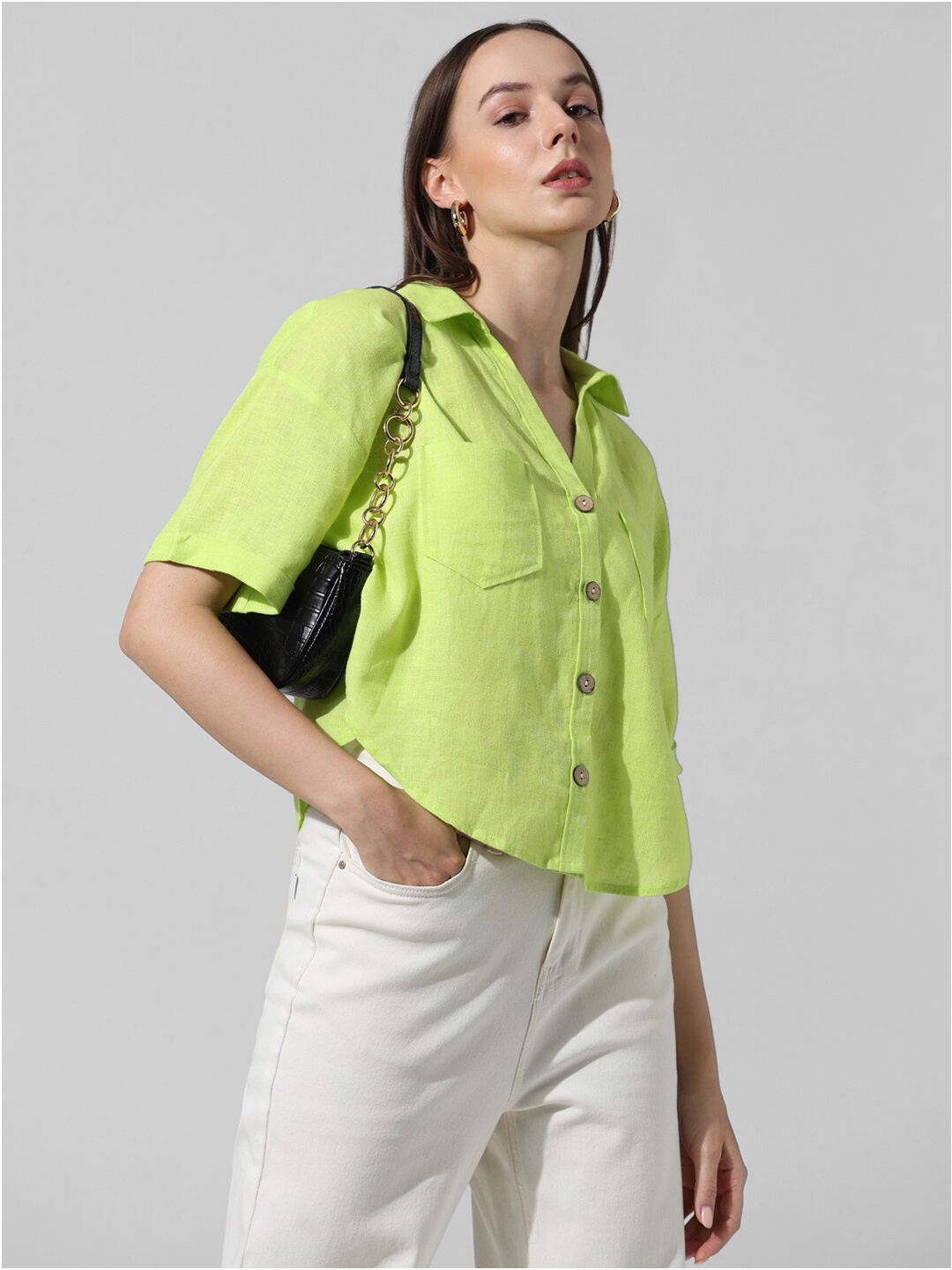 

ONLY Women Opaque Casual Shirt, Green