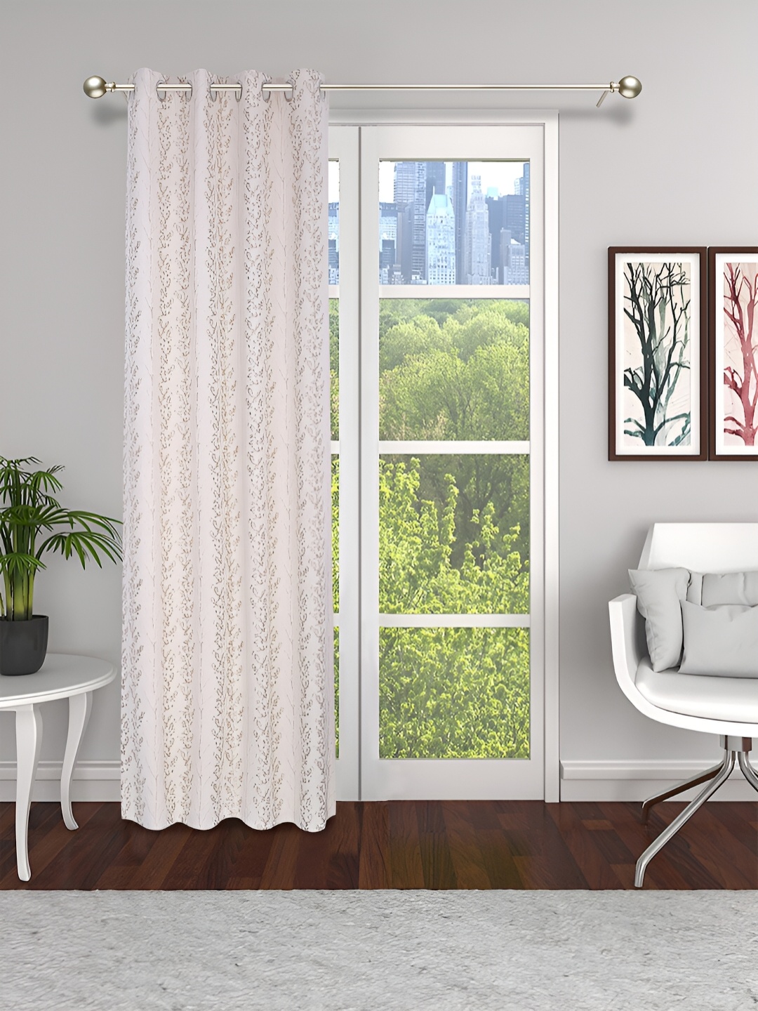 

THE CONVERSION Beige Floral Room Darkening Door Curtain