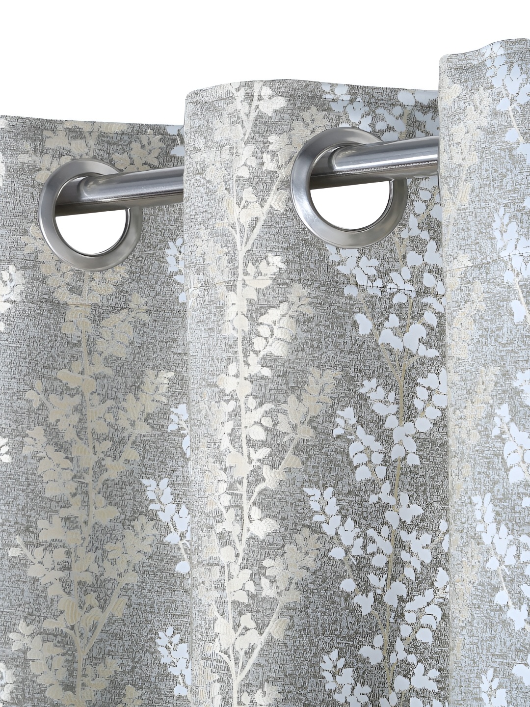 

THE CONVERSION Grey Floral Room Darkening Door Curtain