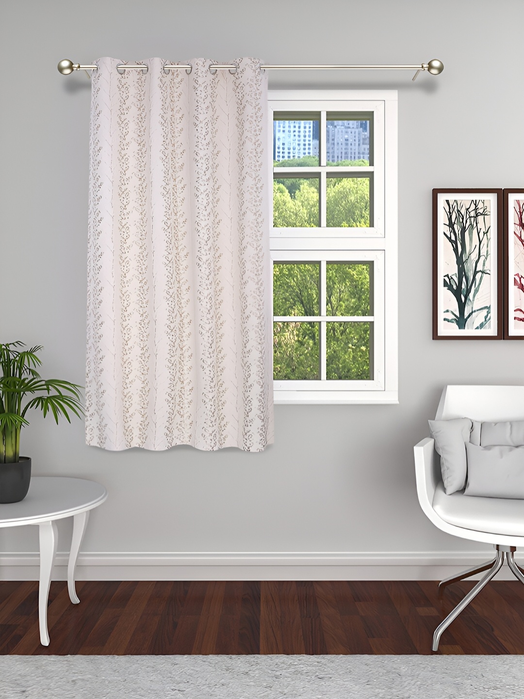 

THE CONVERSION Beige Floral Room Darkening Window Curtain