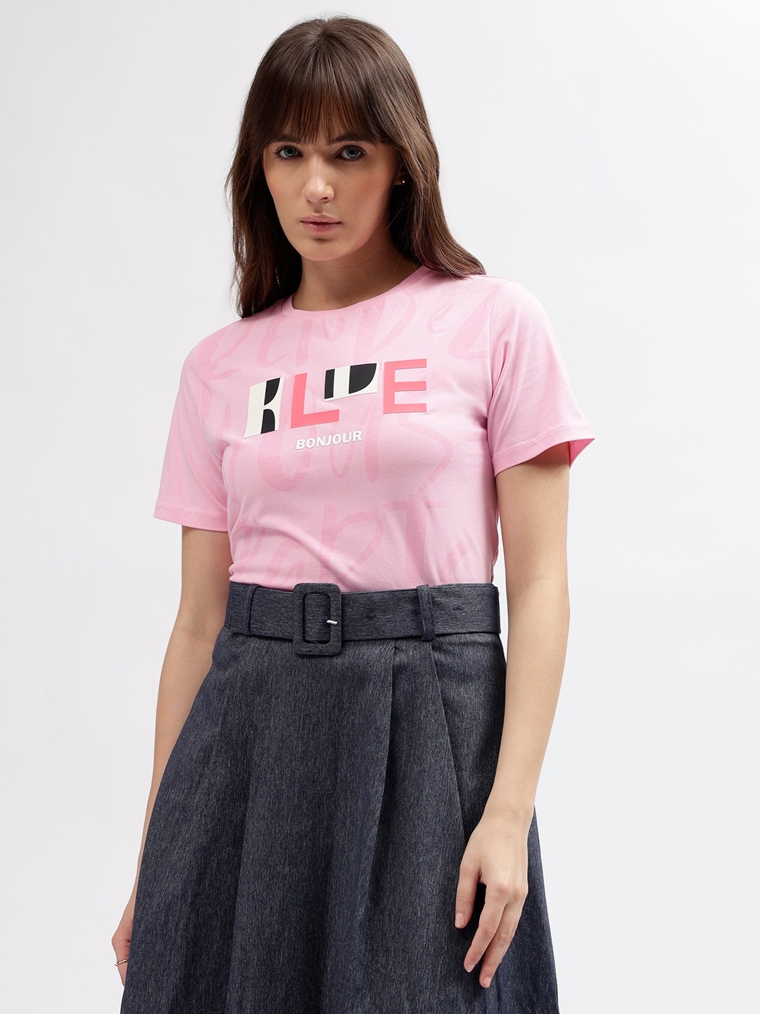 

ELLE Women Printed T-shirt, Pink