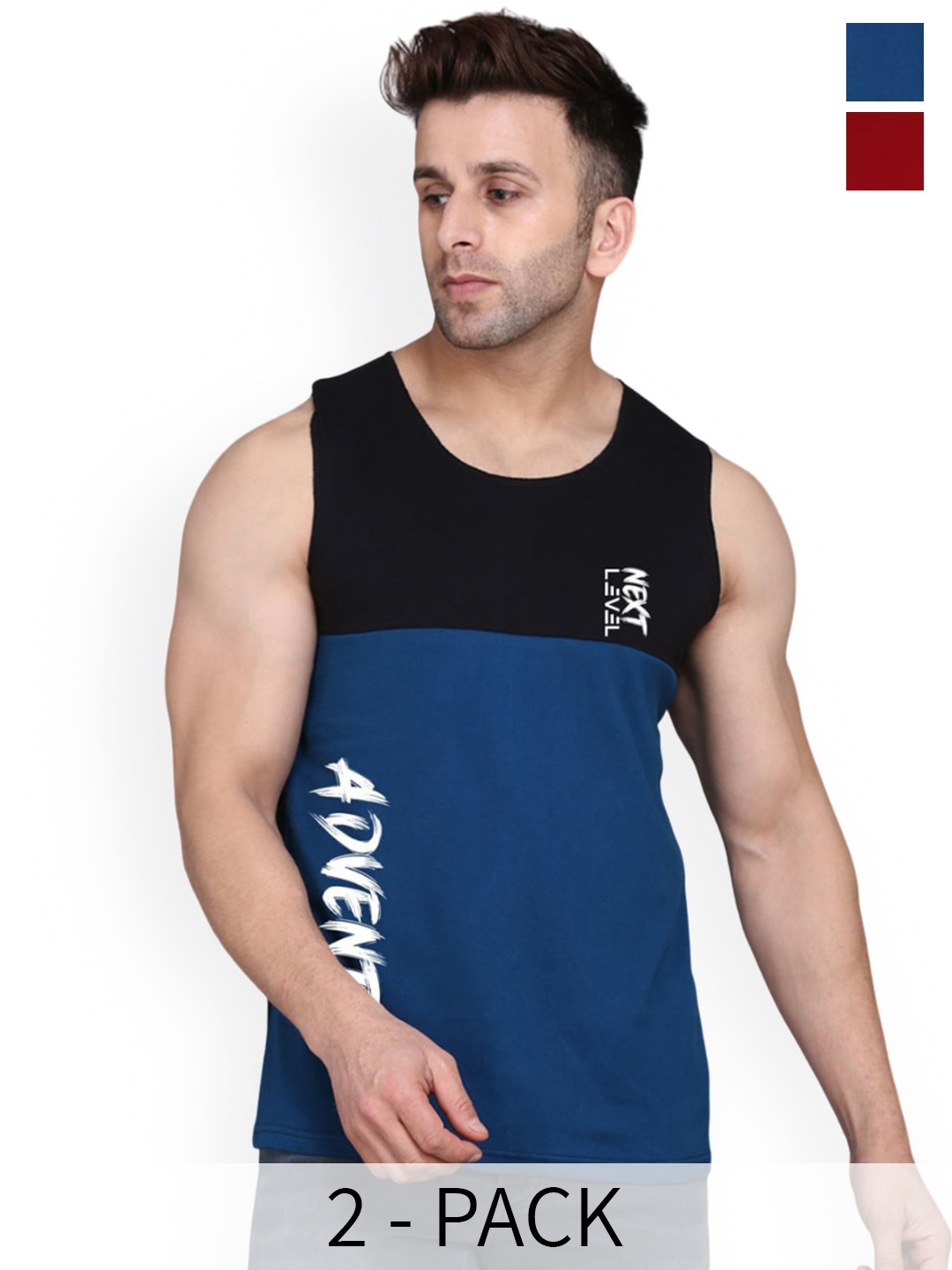 

SLOWLORIS Pack Of 2 Printed Bio-Wash Innerwear Vests SL26 (MAROON KEEP) (BLACKPEACOCK ADV)