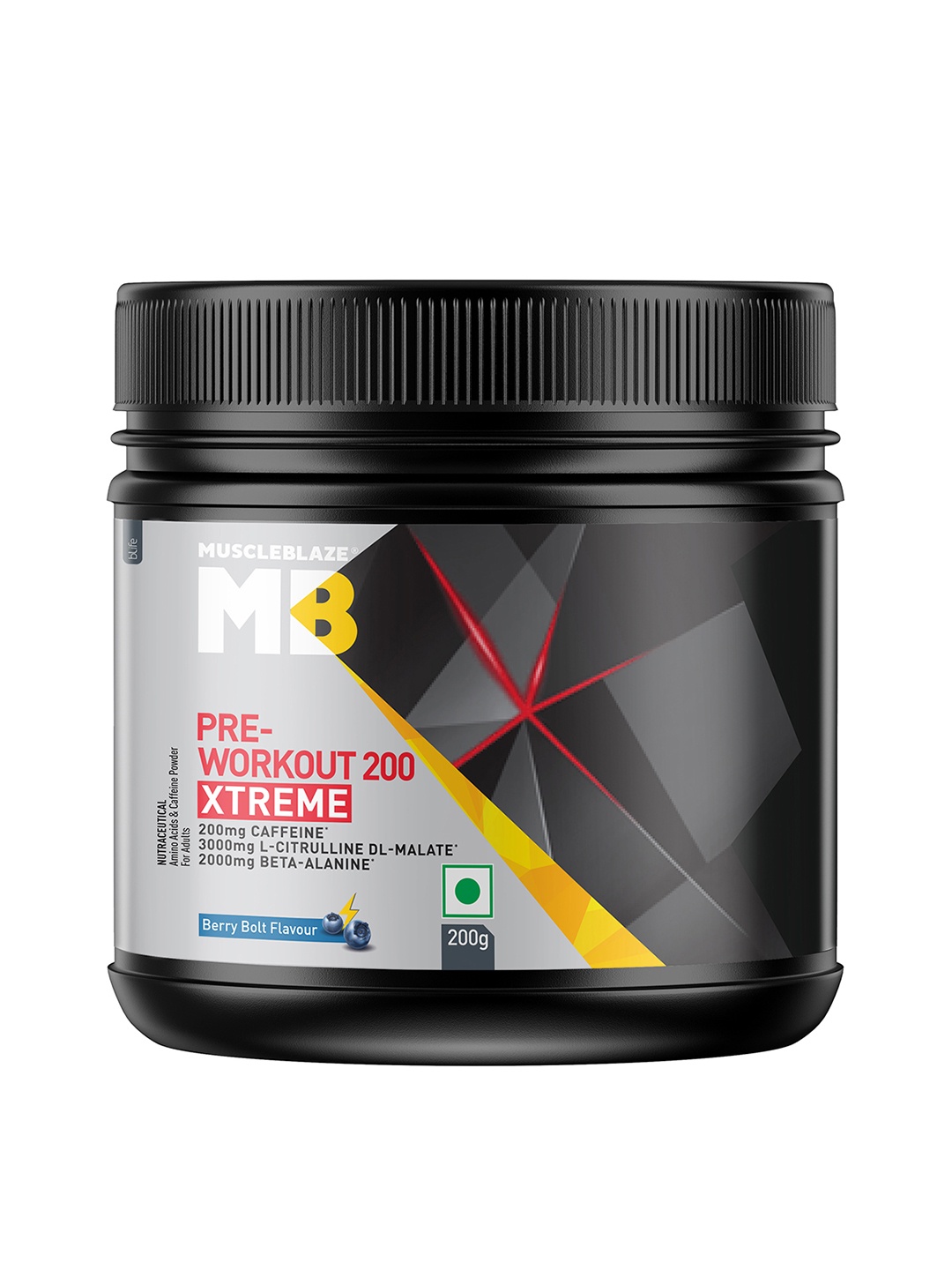 

MuscleBlaze Berry Bolt Pre Workout 200 Xtreme 200 gms, Red