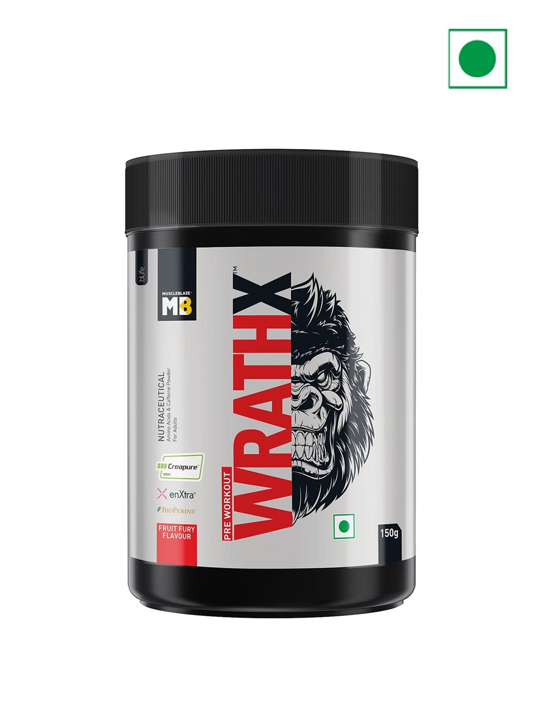 

MuscleBlaze Fruit Fury Pre Workout WrathX with Creapure 150 gms, Red