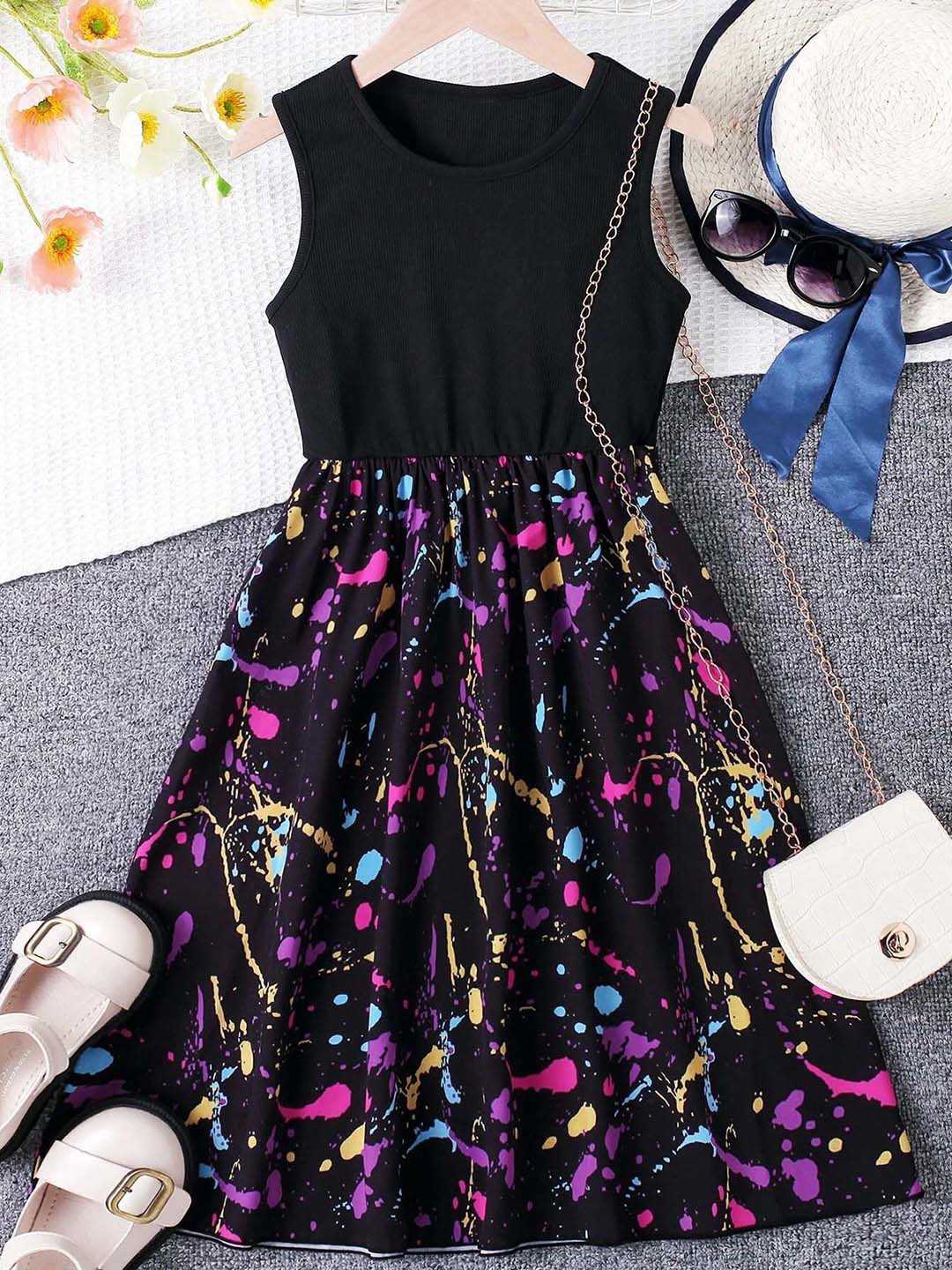 

BAESD Floral Print Fit & Flare Dress, Black