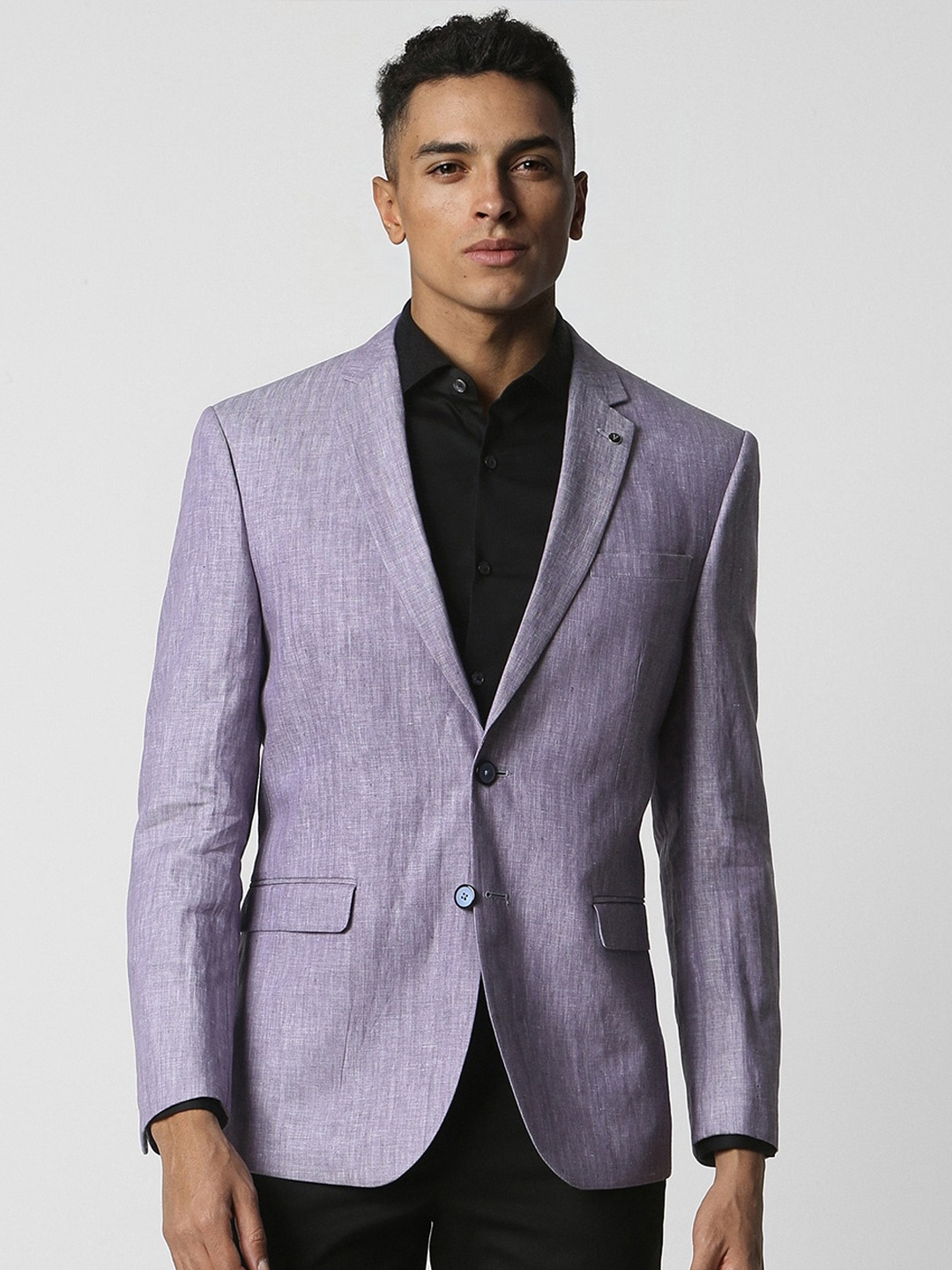 

Van Heusen Slim-Fit Single Breasted Self Design Blazer, Purple
