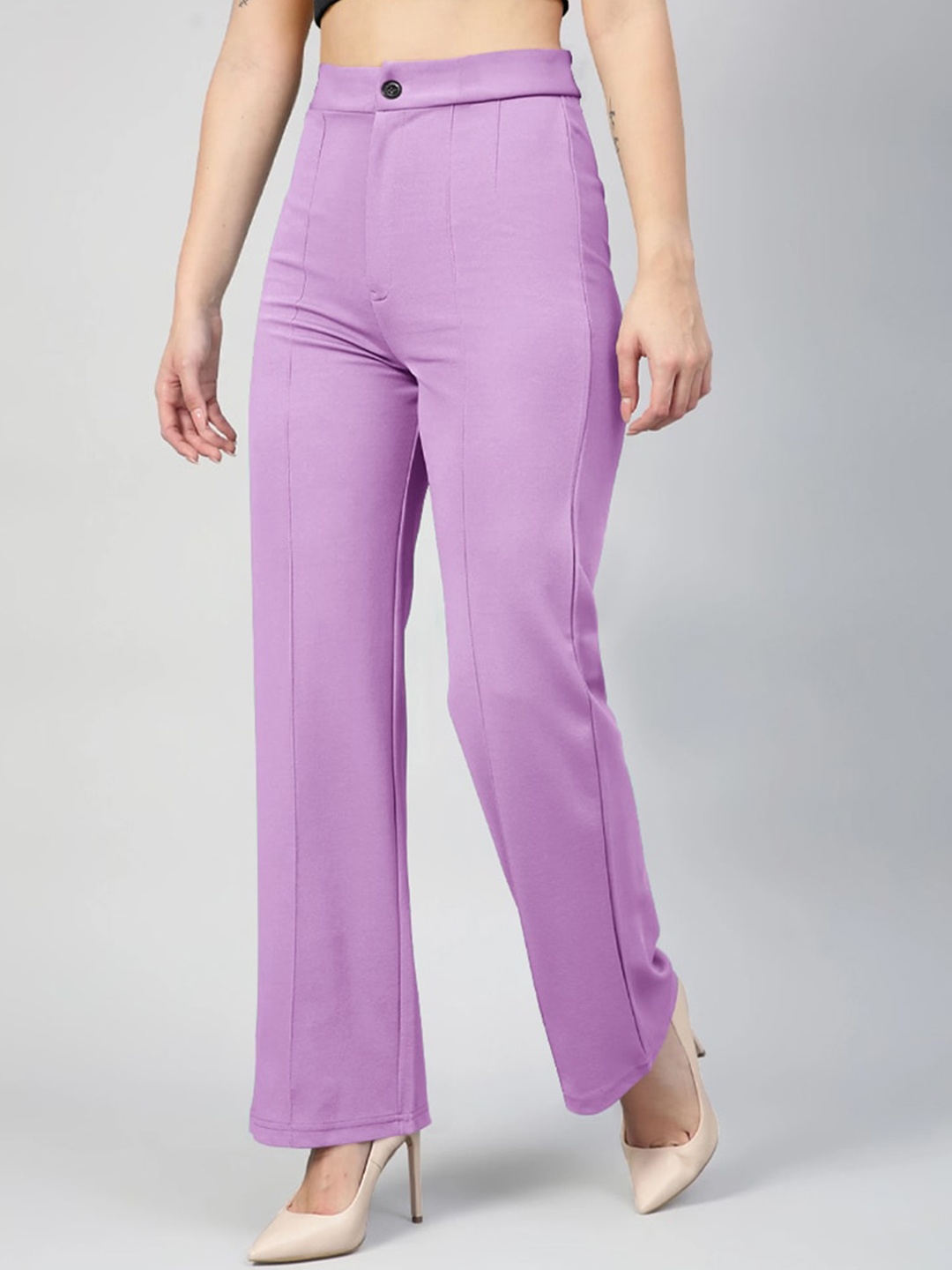 

Eyebogler Women Regular Fit High-Rise Easy Wash Chinos Trouser, Purple