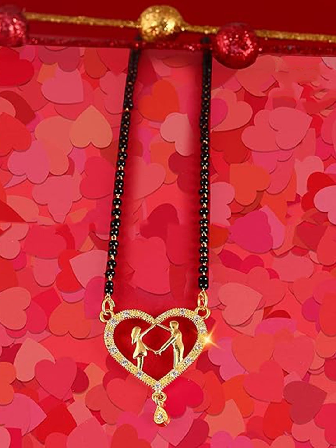 

Vighnaharta Gold-Plated Artificial Stones-Studded & Beaded Mangalsutra
