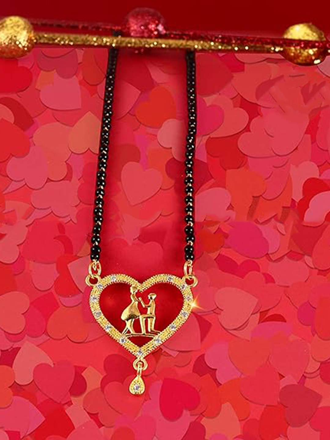 

Vighnaharta Gold-Plated Artificial Stones-Studded & Beaded Mangalsutra